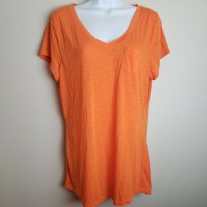 Allison Britney Women's Pocket Tee XL orange Vee-Neck